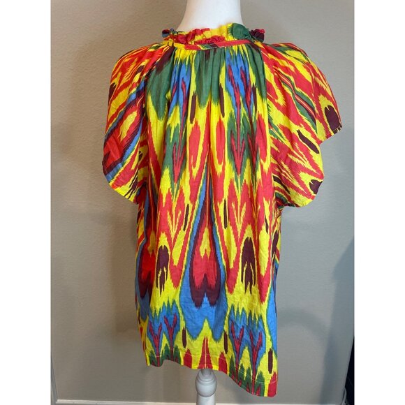 Ivy Jane Red Multi Flutter Sleeve V Neck Blouse - Picture 2 of 7